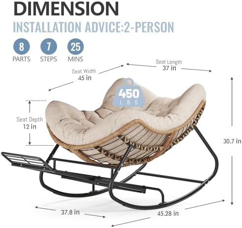SWITTE Papasan Rocking Chair - Image 3