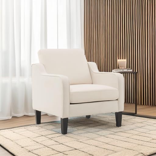 VINGLI Accent Chairs, Linen Upholstered Armchair - Image 6