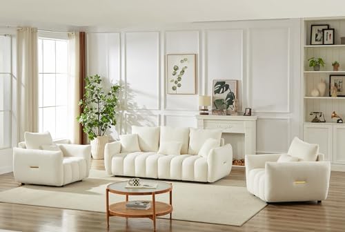 Antetek Set of 3 Teddy Fabric Sofa - Image 3