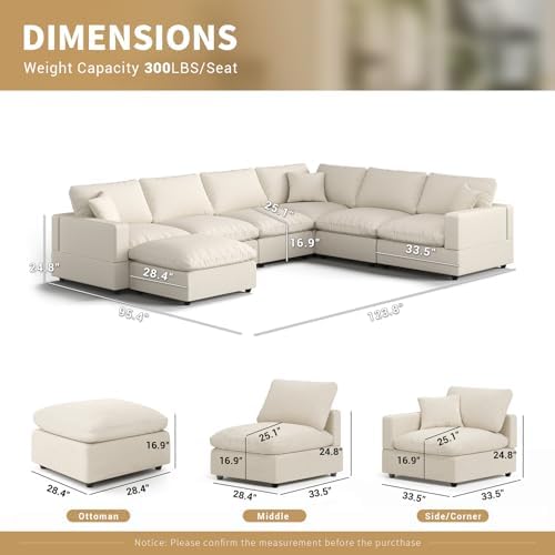 Modern Sectional Linen Couch for Living Room V-Shape Sofas, 7 Seat Modular - Image 2