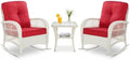 VIVIJASON Outdoor Rocking Chairs Set of 2, 3 Piece Patio Wicker Bistro Set by VIVIJASON