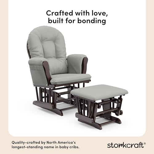 Storkcraft Premium Hoop Glider & Ottoman, Espresso/Light Gray - Image 3