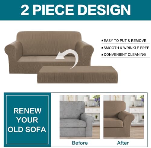 Turquoize Stretch Sofa Slipcover 2 Pieces Sofa Cover Couch Cover - Image 3