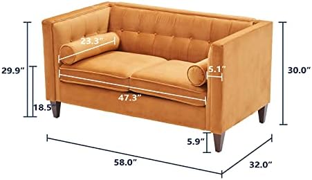 58" Velvet Sofa, 2-Seater Couch - Image 3