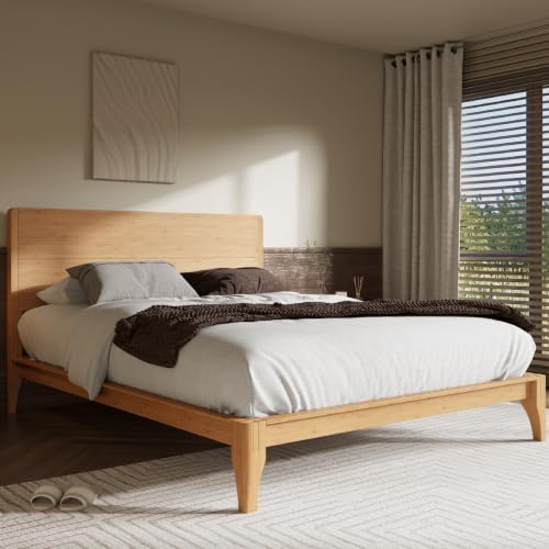 Merax Queen Size Bamboo Platform Bed Frame - Image 4