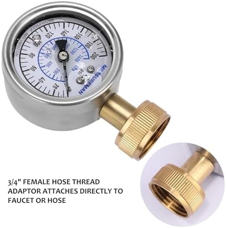 MEASUREMAN 2-1/2" Glycerin Filled Stainless Steel Water Pressure Test Gauge - Image 4