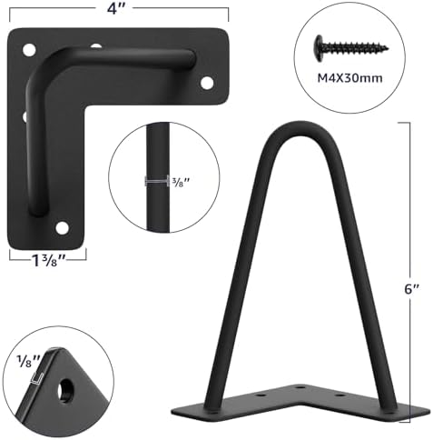 SMARTSTANDARD 6 Inch Heavy Duty Hairpin Furniture Legs - Image 2