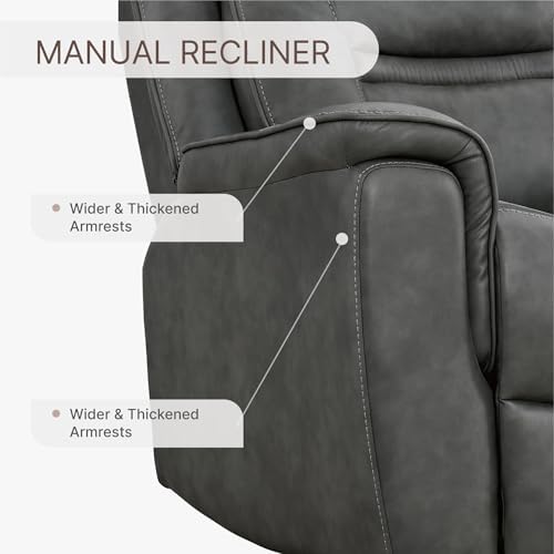 KISLOT Leather Recliner Chair, 360° Swivel Rocker Faux Leather Manual Recliner - Image 7