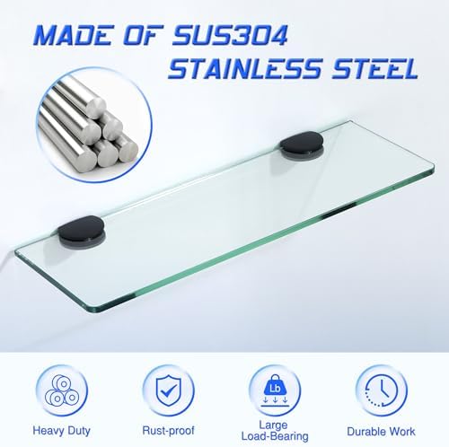Alise Glass Shelf Brackets Black, Wall Clamps - Image 3
