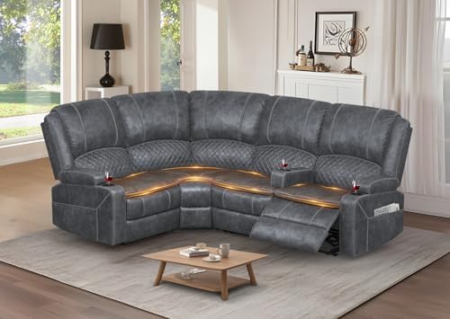 4 Seater Reclining Sofa Set, Modern Living Room Couch Set by SavortheHappyMoments