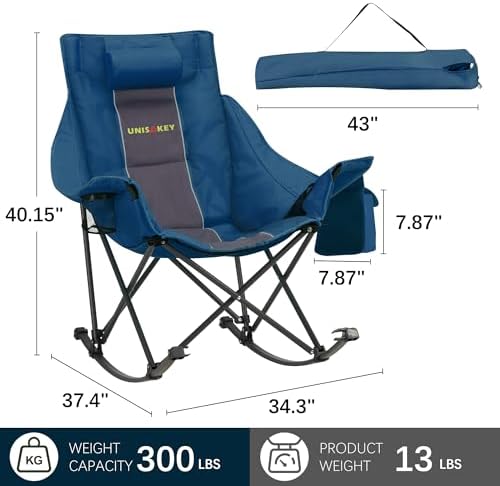 Unisakey Oversize Foldable Rocking Camping Chair300lbs Capacity - Image 3