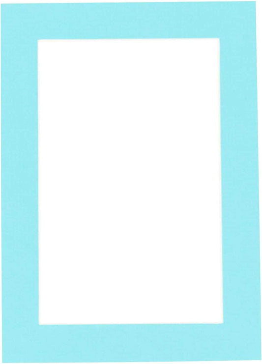 Poster Palooza 8x10 Mat Bevel Cut for 6x8 Photos - Acid Free Aquamarine Blue Precut Matboard - For Pictures, Photos, Framing - 4-ply Thickness