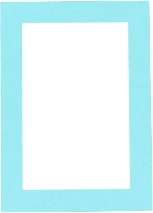 8x10 Mat Bevel Cut for 6x8 Photos - Acid Free Aquamarine Blue Precut Matboard With Backing Board and Crystal Clear, Self Seal Photo Mat Bag - For Pictures, Photos, Framing - 4-ply Thickness