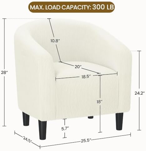 Yaheetech Compact Corduroy Accent Chairs Set of 2 - Image 3