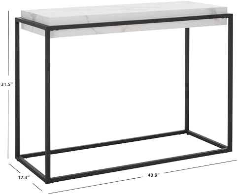 SAFAVIEH Home Collection Edgefield White Marble/Black Console Table - Image 3