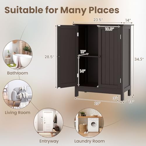 COSTWAY Bathroom Storage Cabinet, Freestanding Bathroom Organizers - Image 3