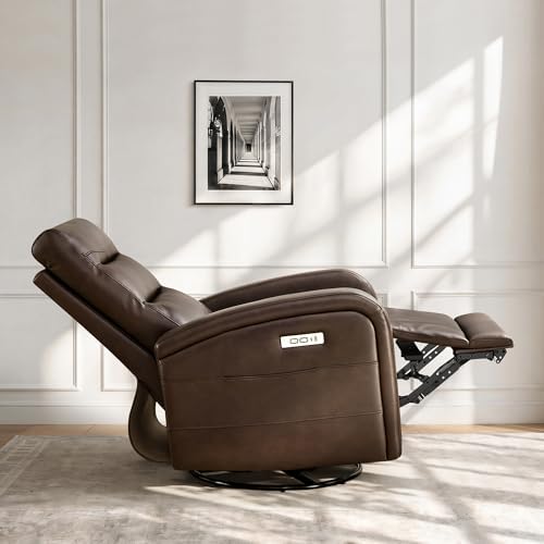 KISLOT Power Swivel Recliner Chair, Faux Leather Recliner 270° Rotation Modern - Image 3