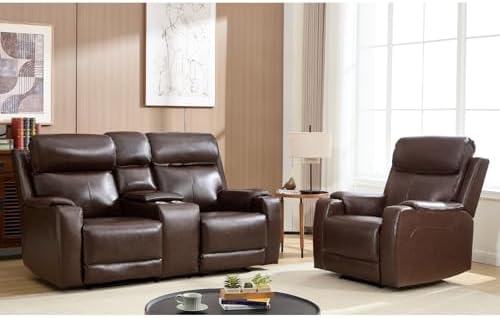 CANMOV Genuine Leather Power Recliner Sofa Set by CANMOV