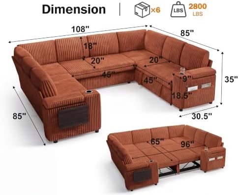 WEUP 111" Modular Sectional Sleeper Sofa - Image 3