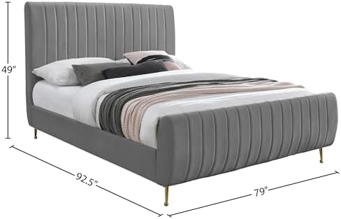 Meridian Furniture ZaraGrey-K Zara Collection Modern | Contemporary Velvet - Image 3