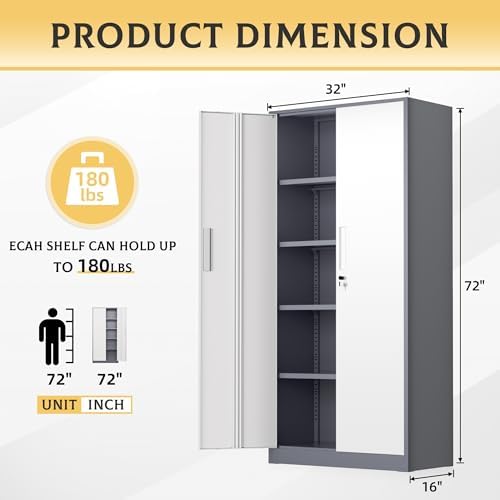 SUNCROWN 72" Metal Storage Cabinet - Image 3