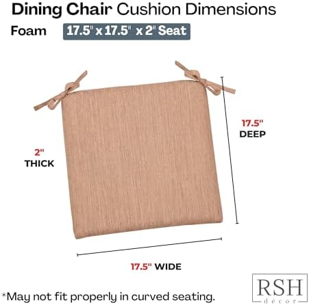 RSH DECOR: Sunbrella Foam Chair Cushions Set of 2 | 17.5" x 17.5" x 2" | - Image 3