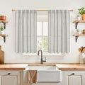 Light Grey Linen Semi Sheer Curtains 40 Inches Long by YoungsTex