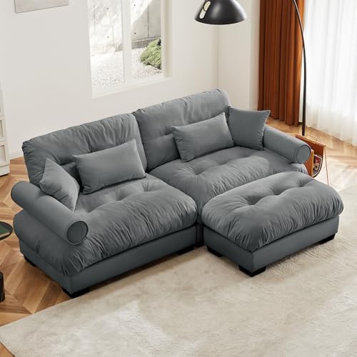 94" Modular Sectional Sofa, Velvet Upholstered Couches by Wunlerlant
