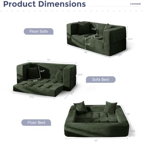 MAXYOYO Folding Sofa Bed, Convertible Boneless Loveseat Couch - Image 2
