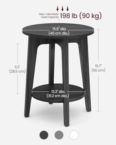 VASAGLE Round Side Table with Lower Shelf, End Table - Image 3