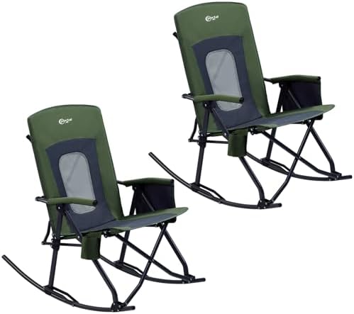 Portal Oversized Folding Rocking Camping Chair Portable 400 lbs Green by PORTAL