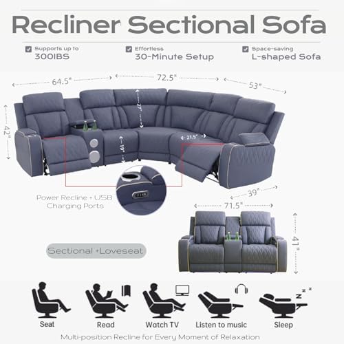 Power Reclining Sectional Sofa Set - Image 2