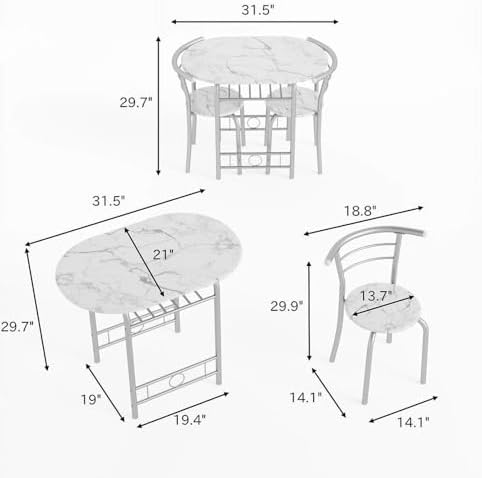 Shahoo 3-Piece Dining Table Set - Image 7