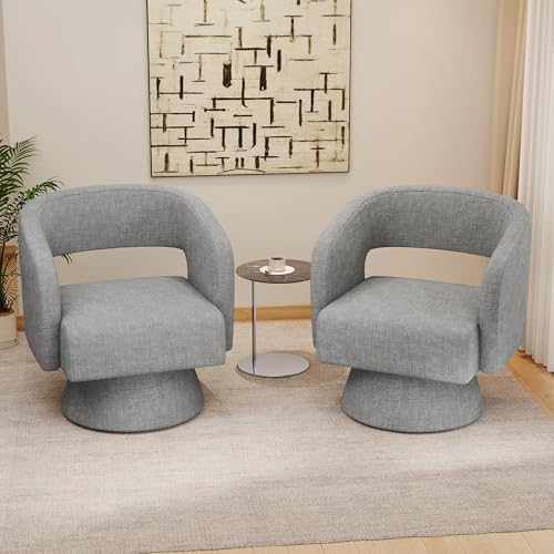 Nebuaegis Swivel Accent Chair Set of 2, Modern Comfy Chenille Barrel Chairs by Nebuaegis