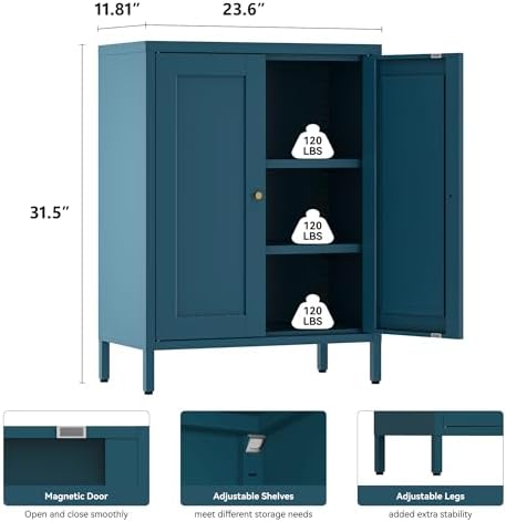 YAUWOH Metal Bathroom Storage Cabinet, Bathroom Floor Storage Cabinet - Image 3