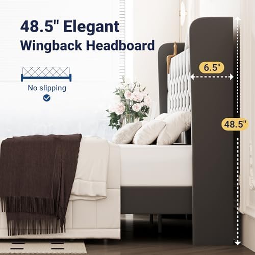 Allewie King Bed Frame, Storage Headboard & Charging Station - Image 6