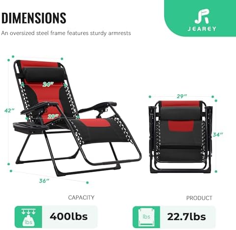 JEAREY Zero Gravity Chair, Oversized Padded Recliner - Image 3