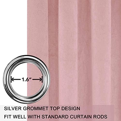 SMILETIME Pink Velvet Curtains 52"x108" Grommet 2 Panels - Image 3