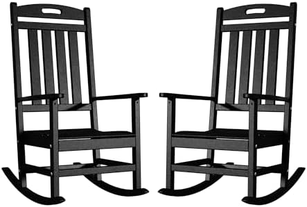 Outdoor Rocking Chair Set of 2, All-Weather Resistant Poly Lumber Rocker Chair by Adiromoti