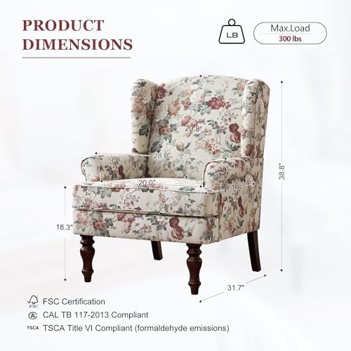 High Back Wingback Accent Chair, Upholstered Single Armchair Sofa - Image 3