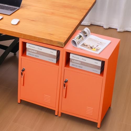 ALBAD Metal Nightstand with Lockable Cabinet - Image 6