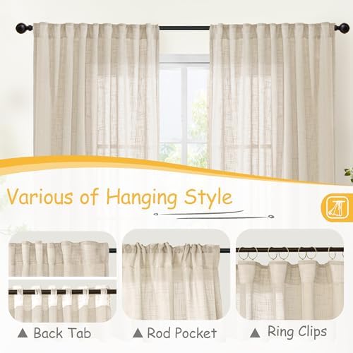 Small Oatmeal Linen Curtains 29X36 Inch Length - Image 6