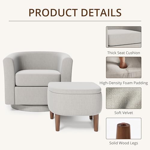 360° Swivel Accent Chair with Storage Ottoman Set of 2 - Image 6