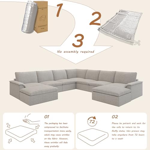 EASE MOOSE Large Modular Sectional Sofa, Boneless Couches - Image 3