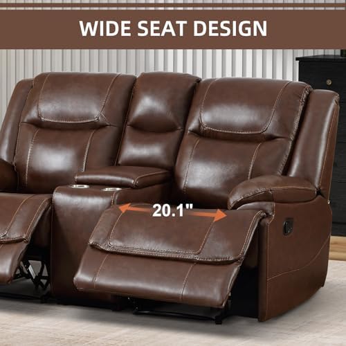 EBELLO Genuine Leather Recliner Manual Loveseat Couch - Image 6