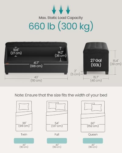 SONGMICS Storage Ottoman Bench, Foot Rest - Image 3