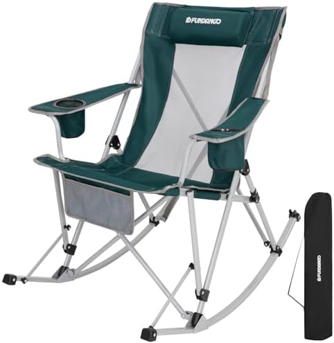 FUNDANGO Rocking Camping Chair, High Mesh Back Portable Folding Camp Chairs by FUNDANGO