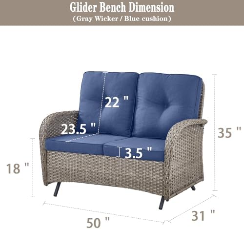 Belord Outdoor Glider Bench Patio Loveseat - Image 2