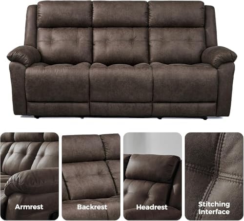 Oversized Manual Recliner Sofa, 86” Extra Wide 3 Seater Reclining Couch - Image 5