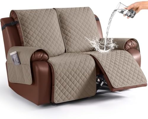 KinCam Waterproof Loveseat Recliner Covers Washable, 2 Seater by KinCam